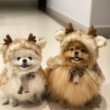 圣诞宠物服饰麋鹿斗篷披风保暖泰迪狗狗猫咪衣服变身装帽子饰品